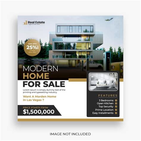Real estate house social media post or square banner template | Premium PSD