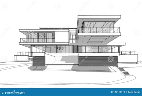 Modern Country House Drawing