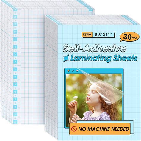 Amazon.com : KTRIO 30 Pack Self Adhesive Laminating Sheets 8.5 x 11 ...