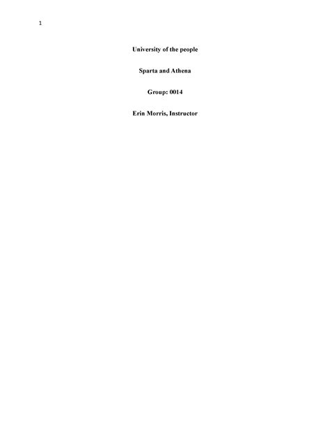 Roman. Written assignment1 - University of the people Sparta and Athena ...