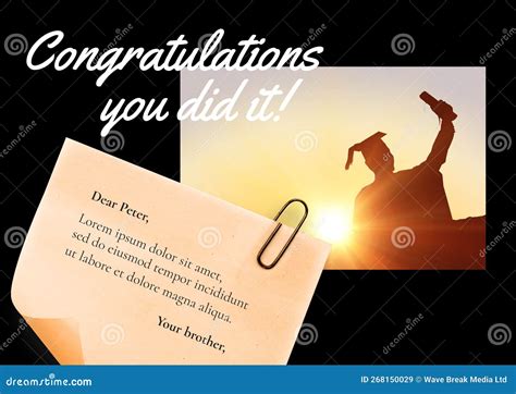 Composite of Boy Wearing Graduation Gown and Mortarboard with ...