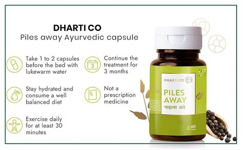 Buy Dharti Co Piles away | Regain your peace | Ayurvedic capsule | 60 ...