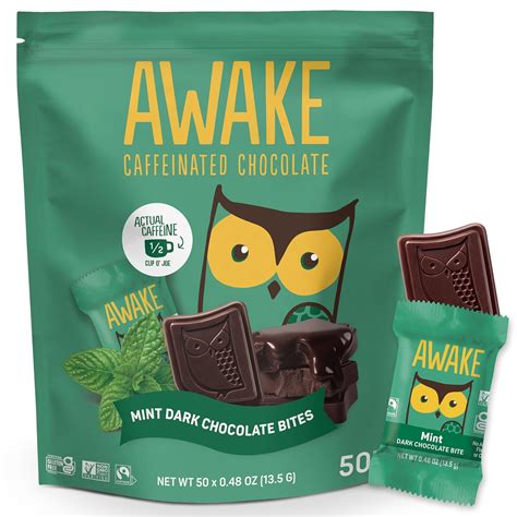 Amazon.com : AWAKE - Caffeinated Chocolate Bites - Mint Dark Chocolate ...