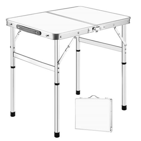 Buy JOFTIX Folding Table, 2 ft Aluminum Small Camping Desk with MDF ...