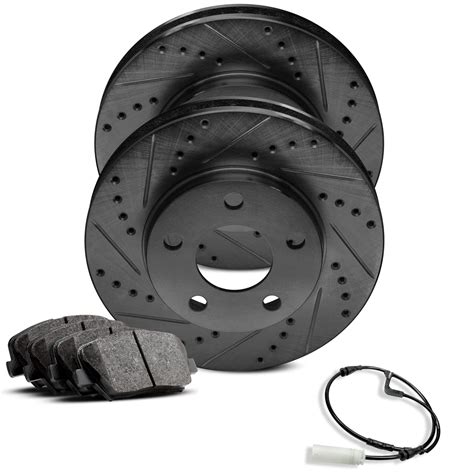 R1 Concepts eLINE Series Rear Brake Rotors Drilled and Slotted Black ...