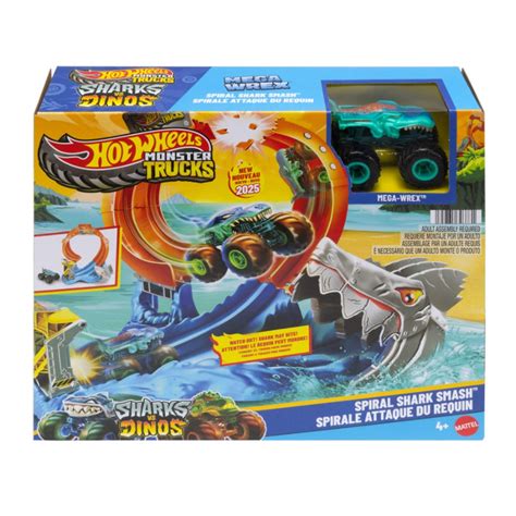Hot Wheels Monster Trucks Corkscrew Shark Smash Track Set | Toys ...