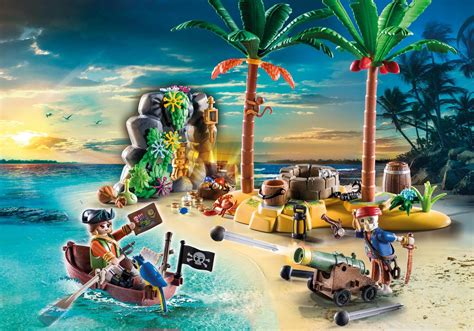 Playmobil Pirate Treasure Island with Rowboat - Imagination Toys