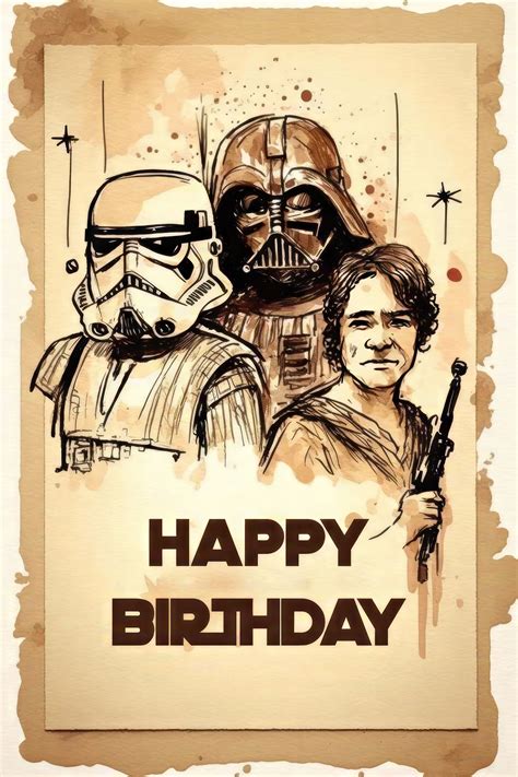Star Wars Themed Birthday Card Printable Star Wars Greeting Card Print ...