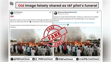PIB Fact-Check Debunks Fake Claim About Last Rites Of IAF Rafale Pilot ...