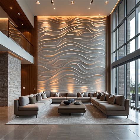 Modern Living Room with Wavy Wall Design
