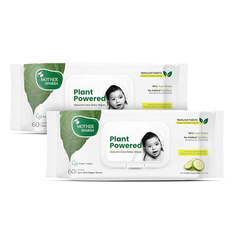 Buy Mother Sparsh Natural Care Baby Wipes I 100% Plant Made Fabric From ...