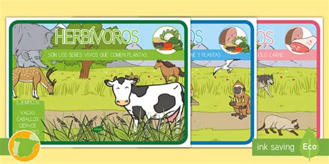 Pósters: Seres vivos herbívoros, carnívoros y omnívoros