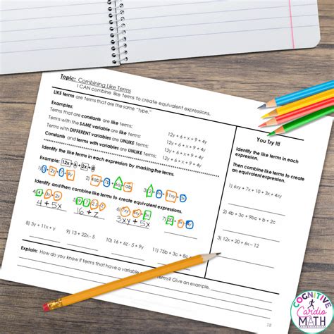 Tips and Activities to Teach How to Combine Like Terms - Cognitive ...