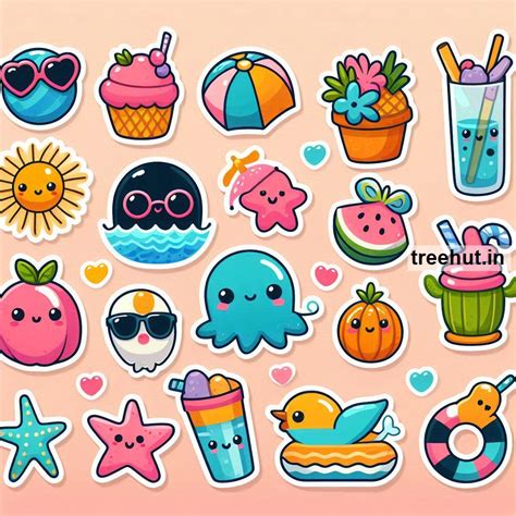 Printable Beach Stickers and 50 Sticker Craft Ideas for Kids and Adults ...