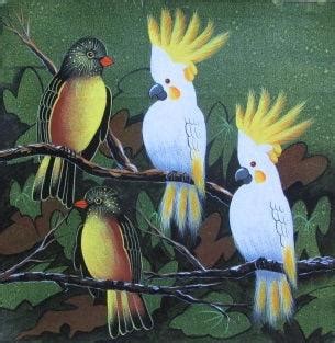 "Birds 4": Yellow Green Acrylic Painting by Pradeep Swain | ArtZolo.com