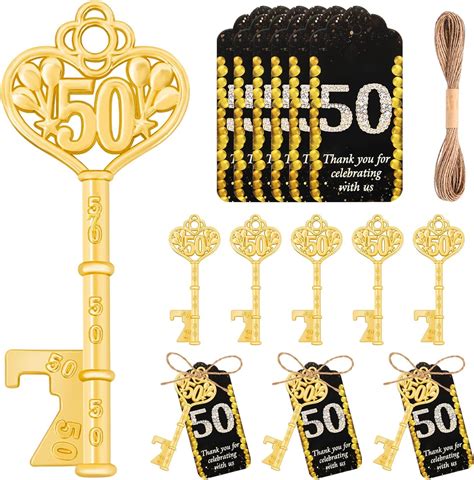 Amazon.com: Qonmpcvu 50Pcs 50th Gold Key Bottle Opener 50th Birthday ...