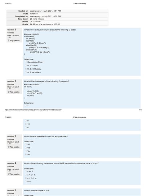 Image result for C Program Tests