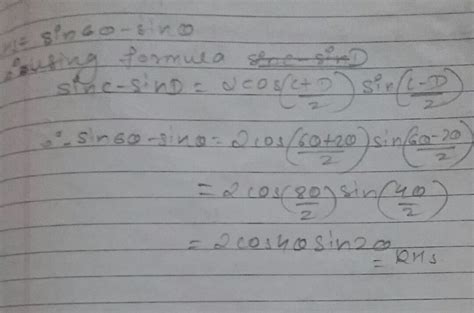 prove that sin 6 theta minus sin 2 theta is equals to 2 cos 4 theta ...
