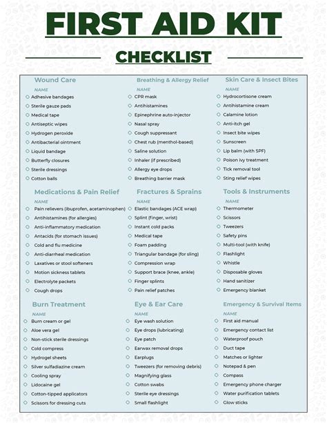 First Aid Checklist 的图像结果