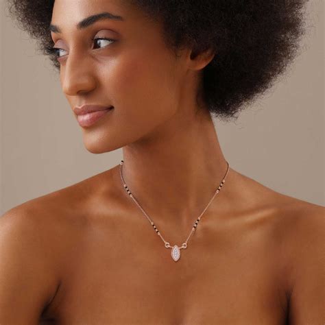 LeCalla - Buy 925 Sterling Silver Rose Gold Plated Marquise Mangalsutra ...