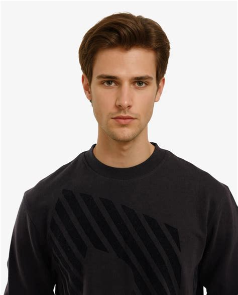 Rare Rabbit Men's Baron Black Plain Regular Fit Full Sleeve Crew Neck