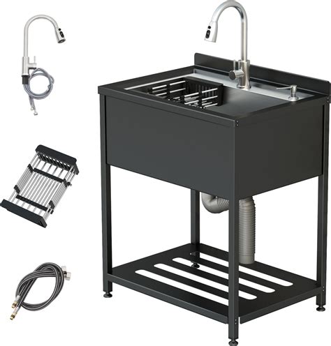 Stainless Steel Utility Sink, Free Standing Laundry Sink with Washboard ...