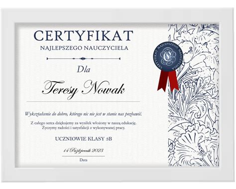 CERTYFIKAT PREZENT dla nauczyciela na dzień nauczyciela
