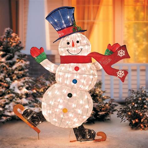 A cheerful ice skating snowman is just the Christmas decoration your ...