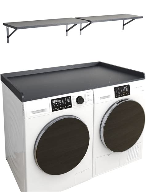 Kaboon Washer Dryer Countertop and Shelves Set, Melamine Countertop with Edge Rails - 27.5 ...