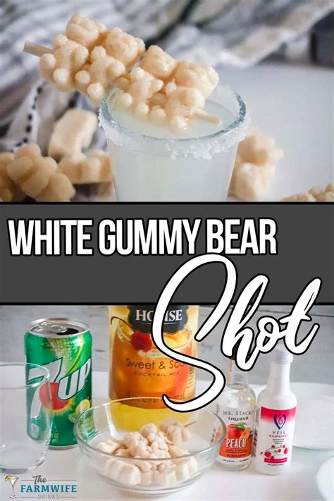 photo collage of easy gummy bear shot cocktail with text which reads ...