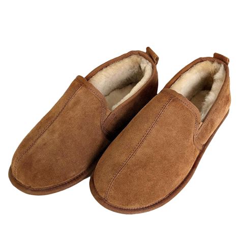 Deluxe Mens 'Liam' Sheepskin Slippers with Soft Sole - Chestnut ...