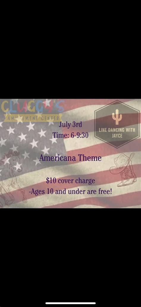 Line Dancing at Cluggys- Thursday July 3rd, Cluggy's Amusement Center ...