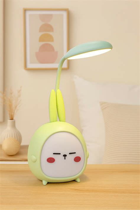 Cute Bunny Face Night Lamp with LED Desk Light – USB Rechargeable, 360