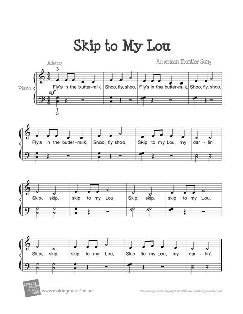Kid songs-Skip to My Lou Sheet Music pdf, - Free Score Download ★
