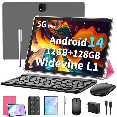 JJGJ Android Tablet with Keyboard, 14 Android Tablet, 12(4+8) GB+128GB ...