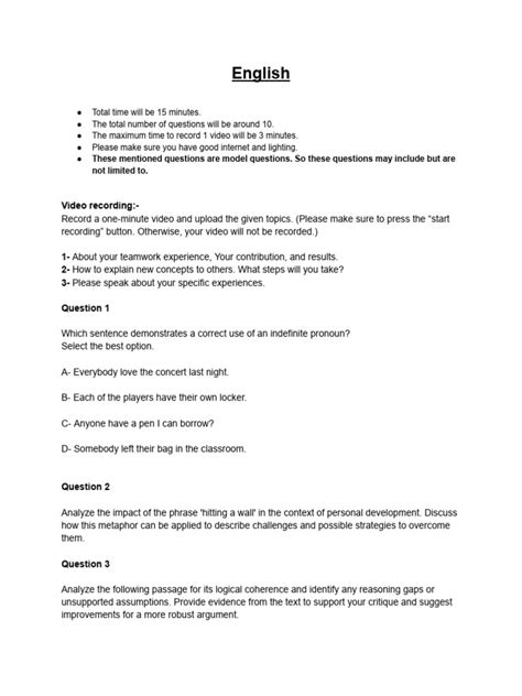 Image result for English Core Model Question