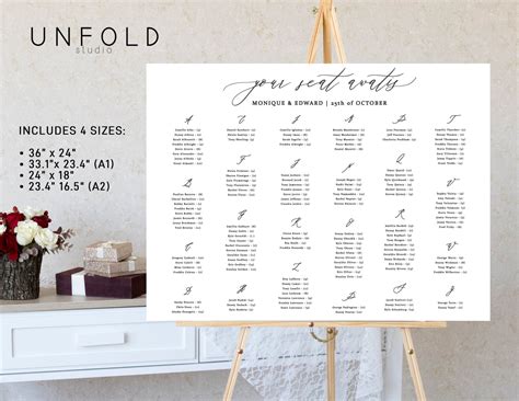 Alphabetical Wedding Seating Chart Template