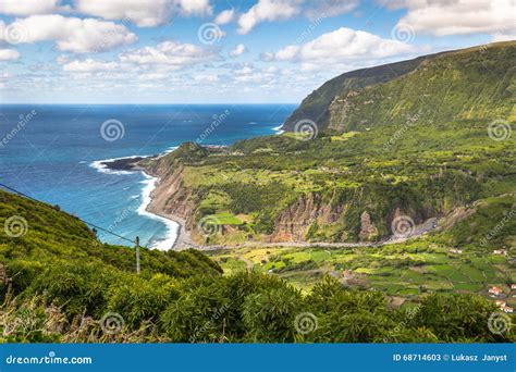 Azores Coastline Landscape in Faja Grande, Flores Island. Portugal ...
