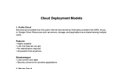 Cloud Deployment Models: Overview and Key Features - Studocu