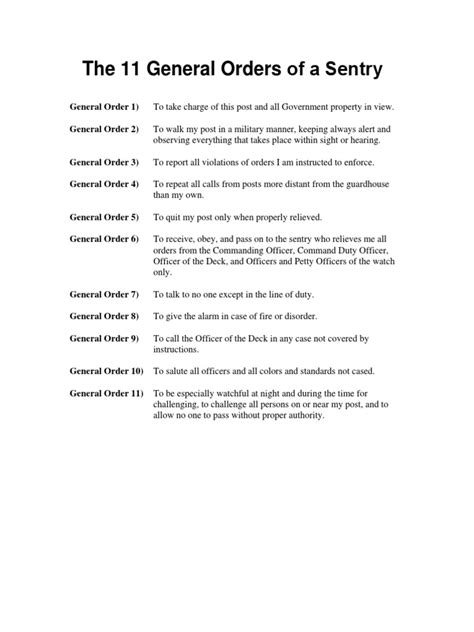 11 General Orders of A Sentry PDF | PDF