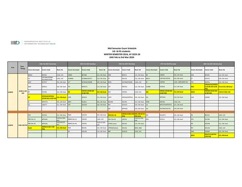 Mid Sem Exam Schedule AY 2023-24 V5 - BDMH BIO543 C101, LHC HMDS BIO548 ...