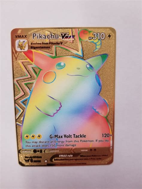 Metal Pokemon Card Pikachu VMAX Gold | Etsy