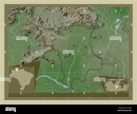 Roraima, state of Brazil. Elevation map colored in wiki style with lakes and rivers. Corner ...