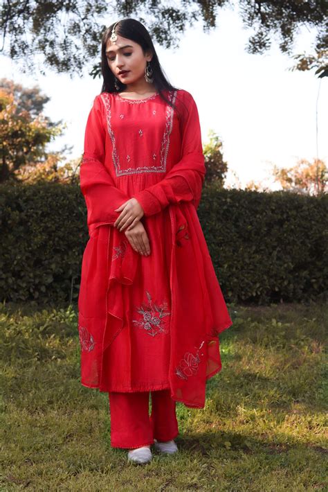 Poppy Red Kurta Set of 3 – Mangalmay By Aastha