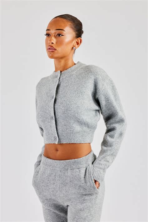 Knitted Cropped Cardigan - Grey | Womens Knitwear | Shop Knitwear ...