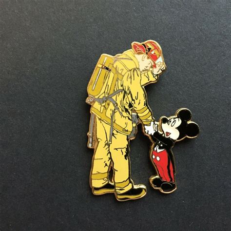 Mickey Mouse Shaking Hands with a Firefighter - Fireman Disney Pin ...