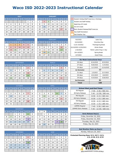 Waco - 📅 The 2022-2023 Instructional Calendar is here! The first day of ...