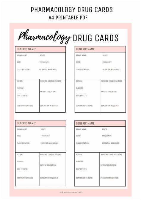 Pharmacology Drug Card Template Free, Web use this editable template to ...
