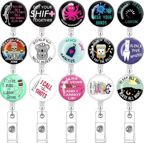 15pcs Nursing Student Must Haves Badge Reels, Id Badge Holder ...