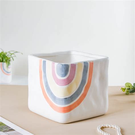 Rainbow Square Pot Large